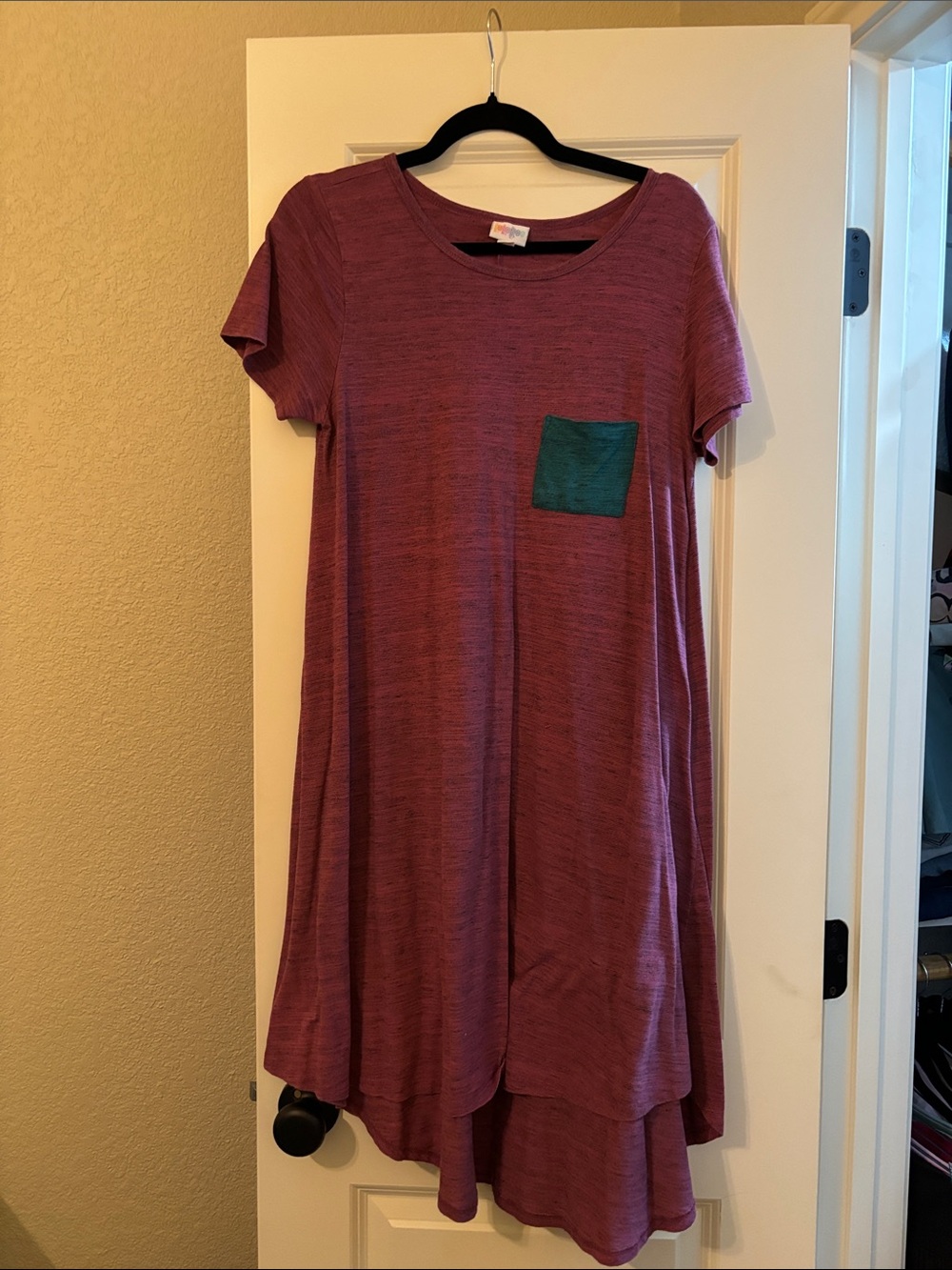 LuLaRoe High-Low original Carly Dress with turquoise Pocket - Plum